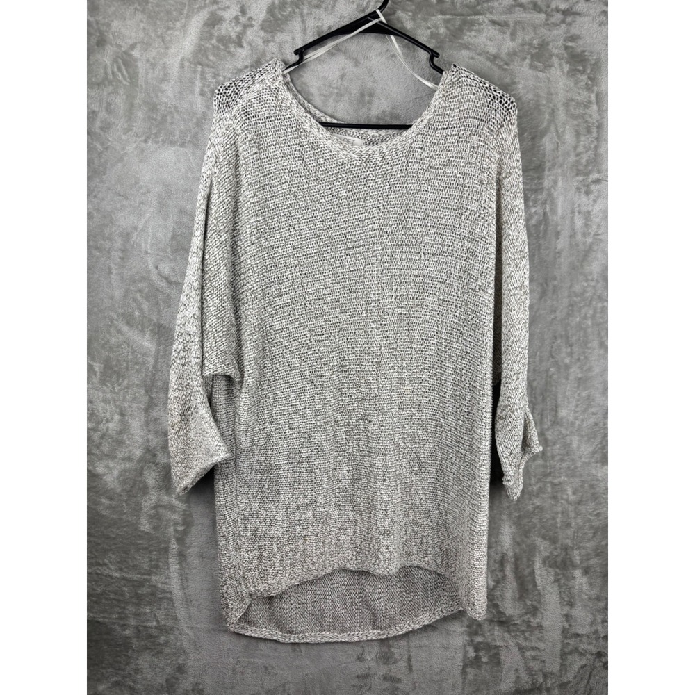LOFT Outlet‎ Lounge Womens L Oversized Knit Sweater Gray Slouchy High Low Hem